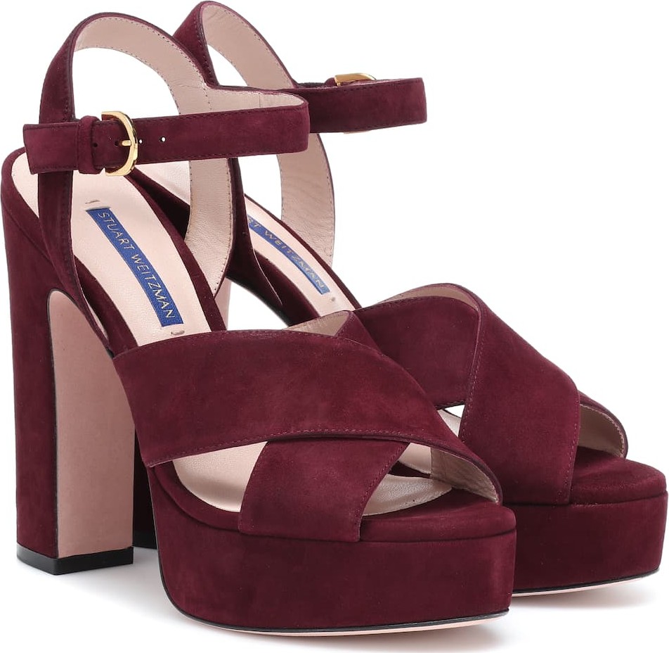 Stuart Weitzman Joni suede plateau sandals