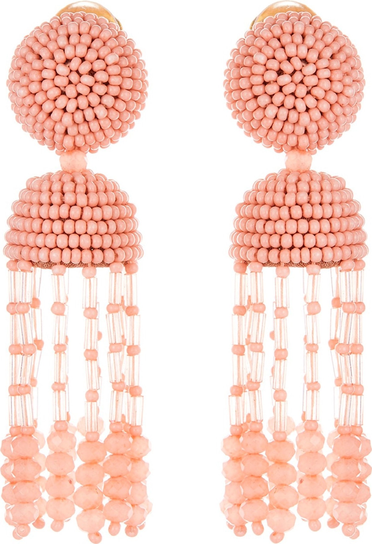 Oscar De La Renta Short Beaded Tassel Earrings