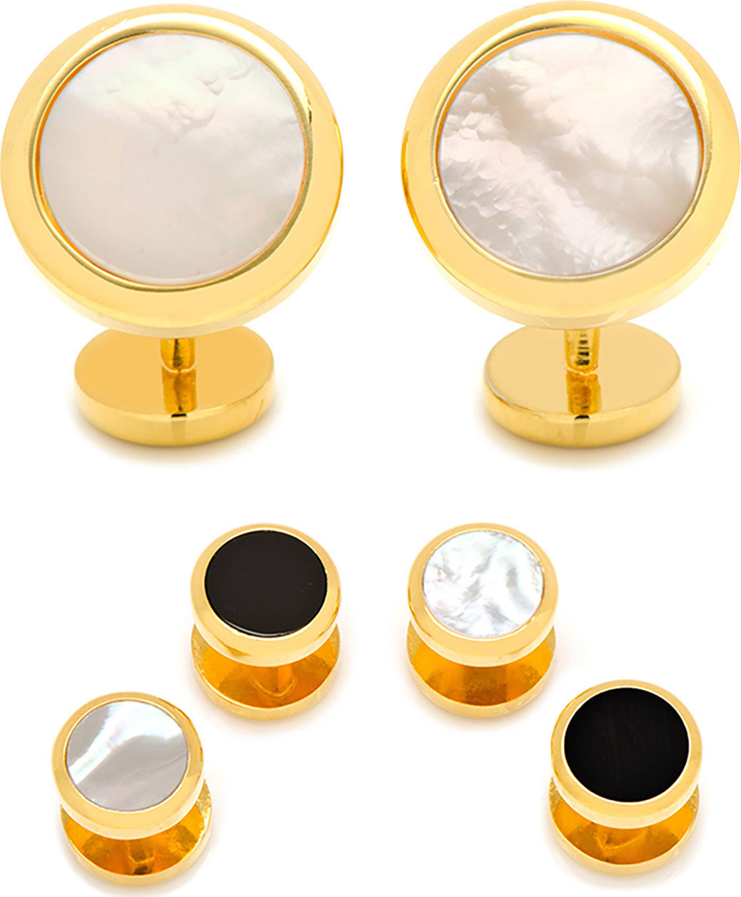 Cufflinks Inc. Double-Sided Mother-of-Pearl & Onyx Cuff Links & Stud Set