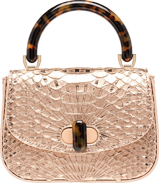 Edie Parker Python Mini Top Handle Bag