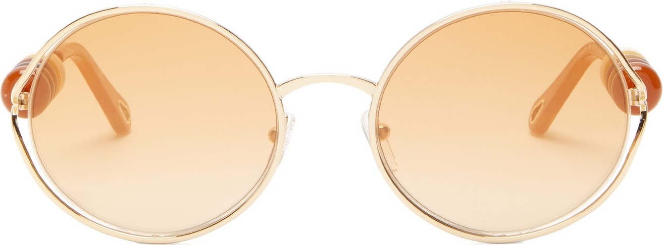 Chloe Dillie bead-embellished oval metal sunglasses