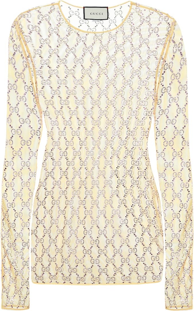 Gucci Embellished GG tulle top
