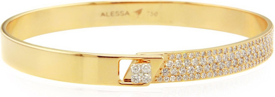 Alessa Jewelry Spectrum 18k Yellow Gold Bangle w/ Diamonds, Size 16