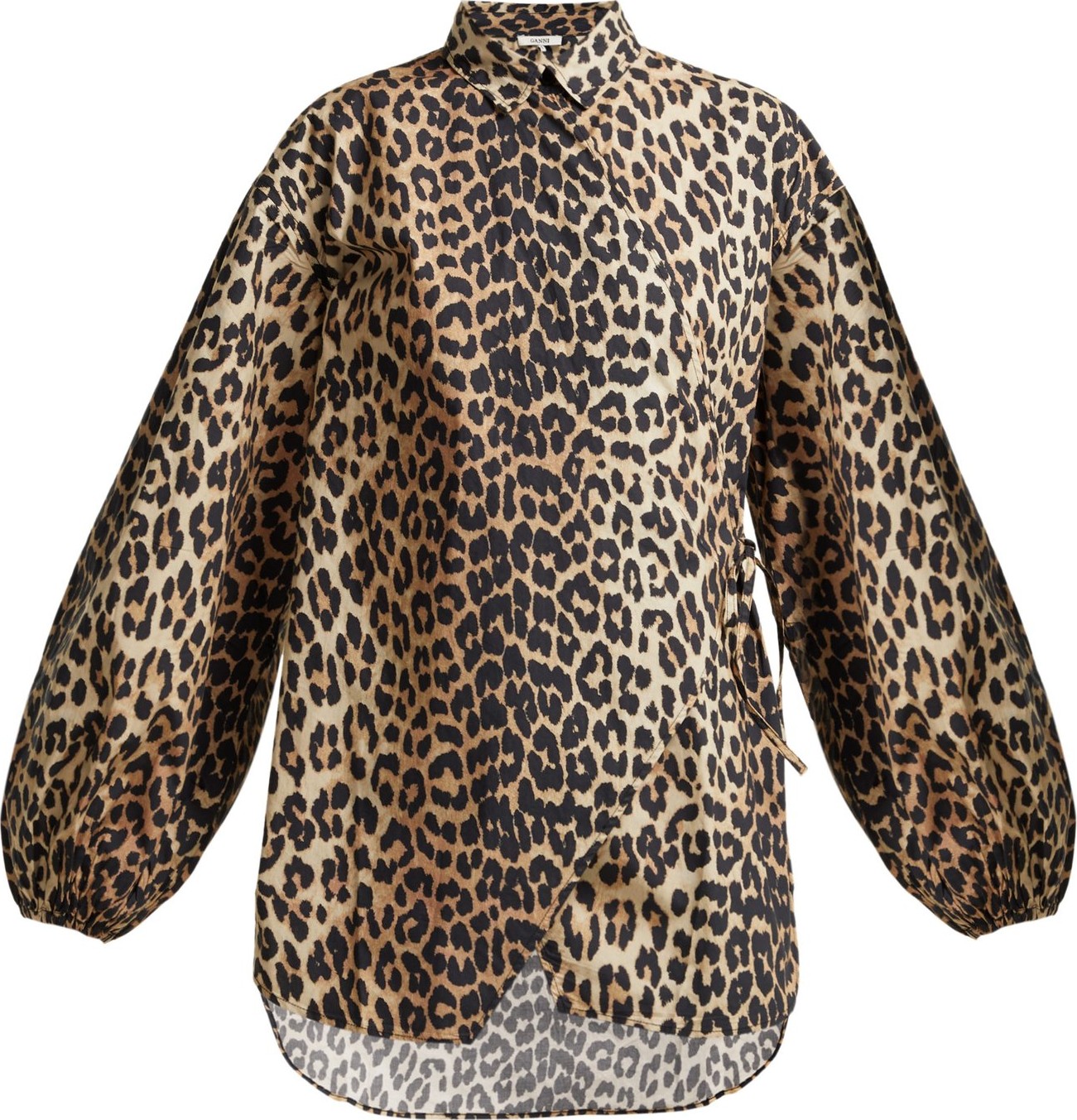 Ganni Faulkner leopard-print cotton blouse