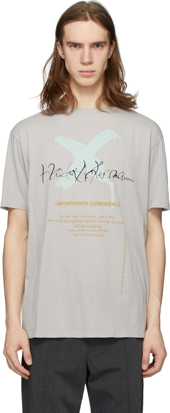 Haider Ackermann Grey 'Unfortunate Coincidence' T-Shirt