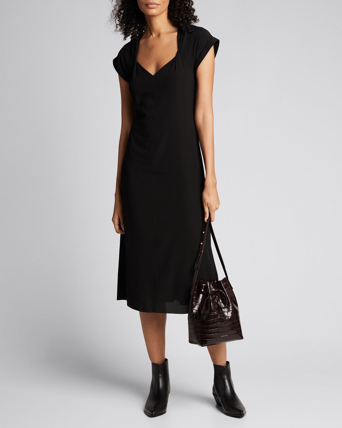 Rag & Bone Danise Gathered Short-Sleeve Midi Dress
