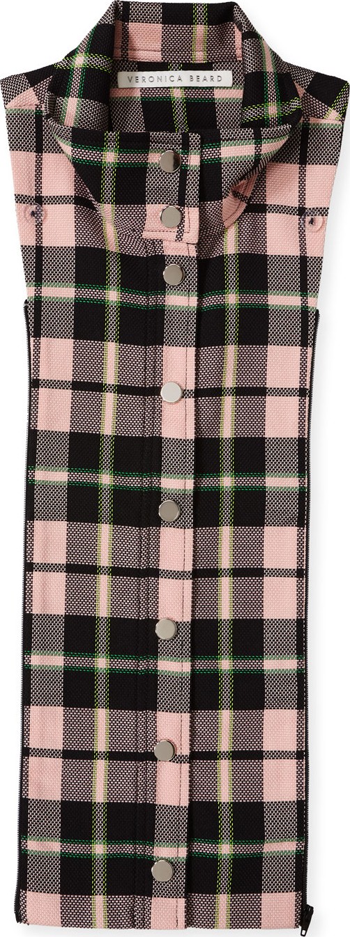 Veronica Beard Zola Snap-Front Plaid Dickey