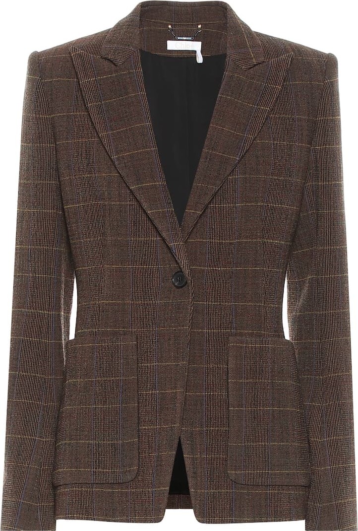 Chloe Checked stretch-wool jacket