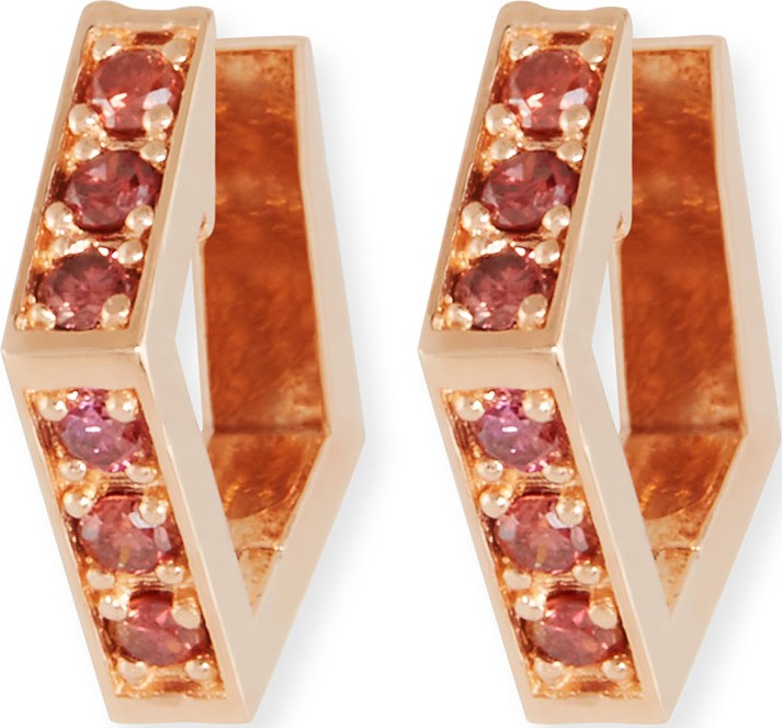 Stevie Wren 14k Rose Gold Pink Diamond Mini Octagon Hoop Earrings