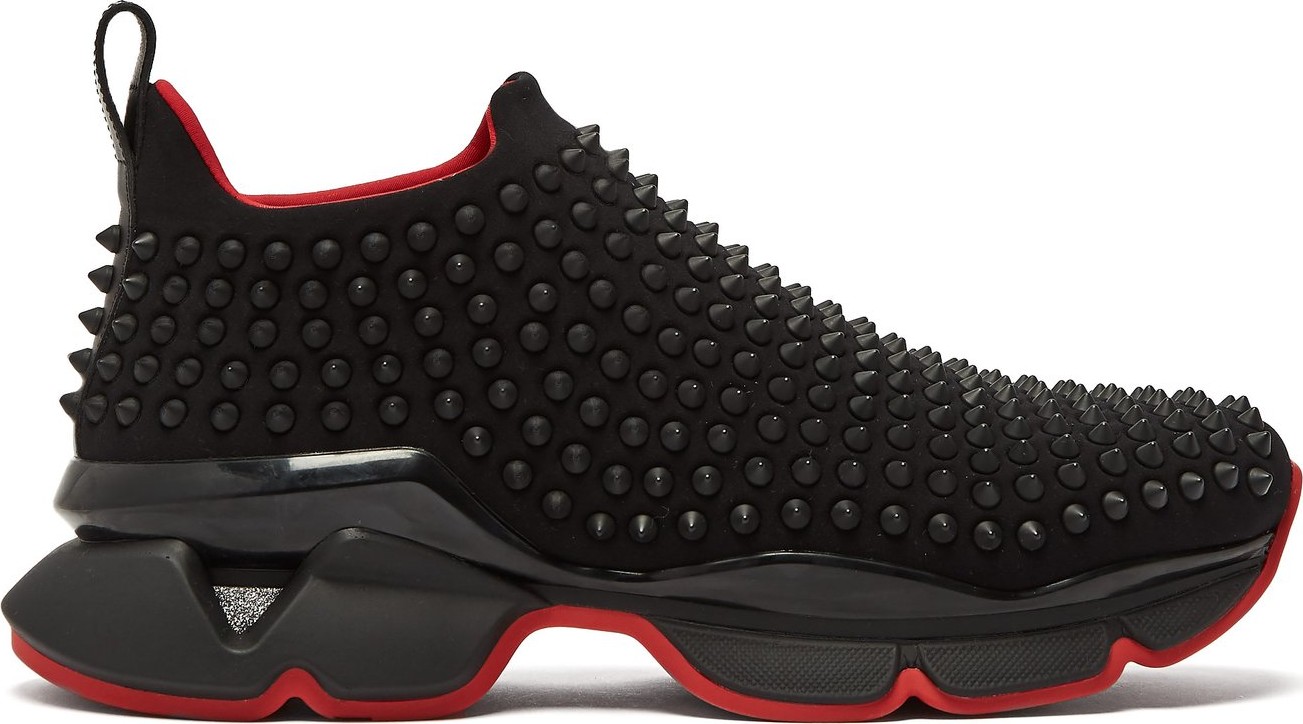 Christian Louboutin Spike-embellished neoprene sock trainers