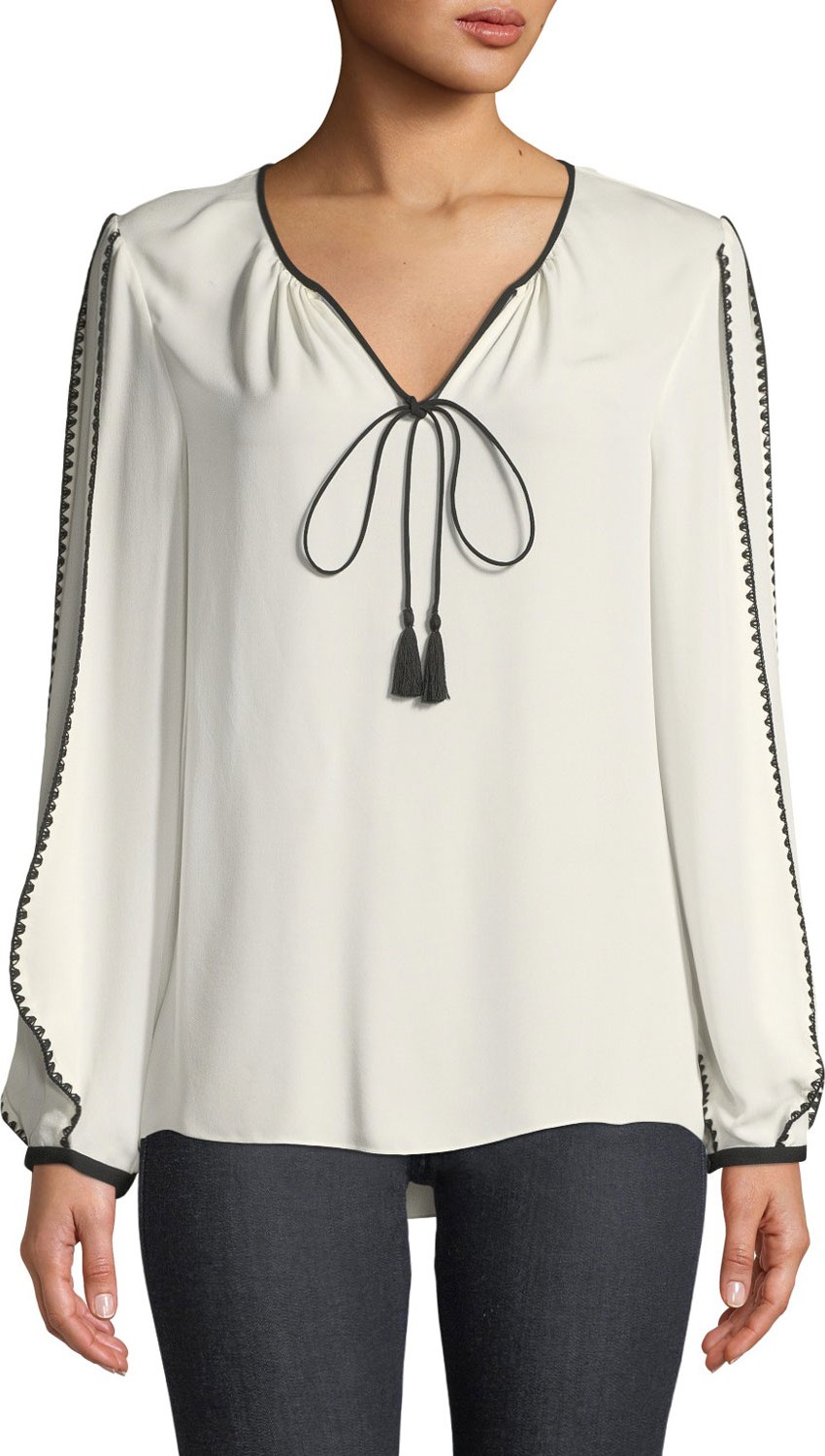 Elie Tahari Ariel Tie-Neck Blouse