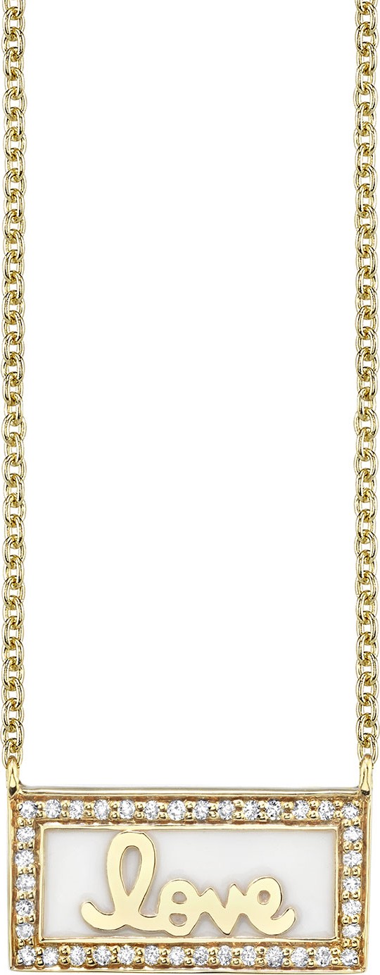 Sydney Evan 14k Gold Love Bar Necklace w/ Enamel & Diamonds