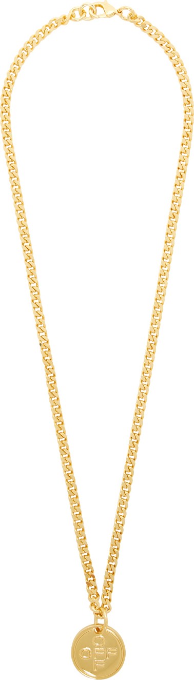 Off White Gold Logo Cross Necklace