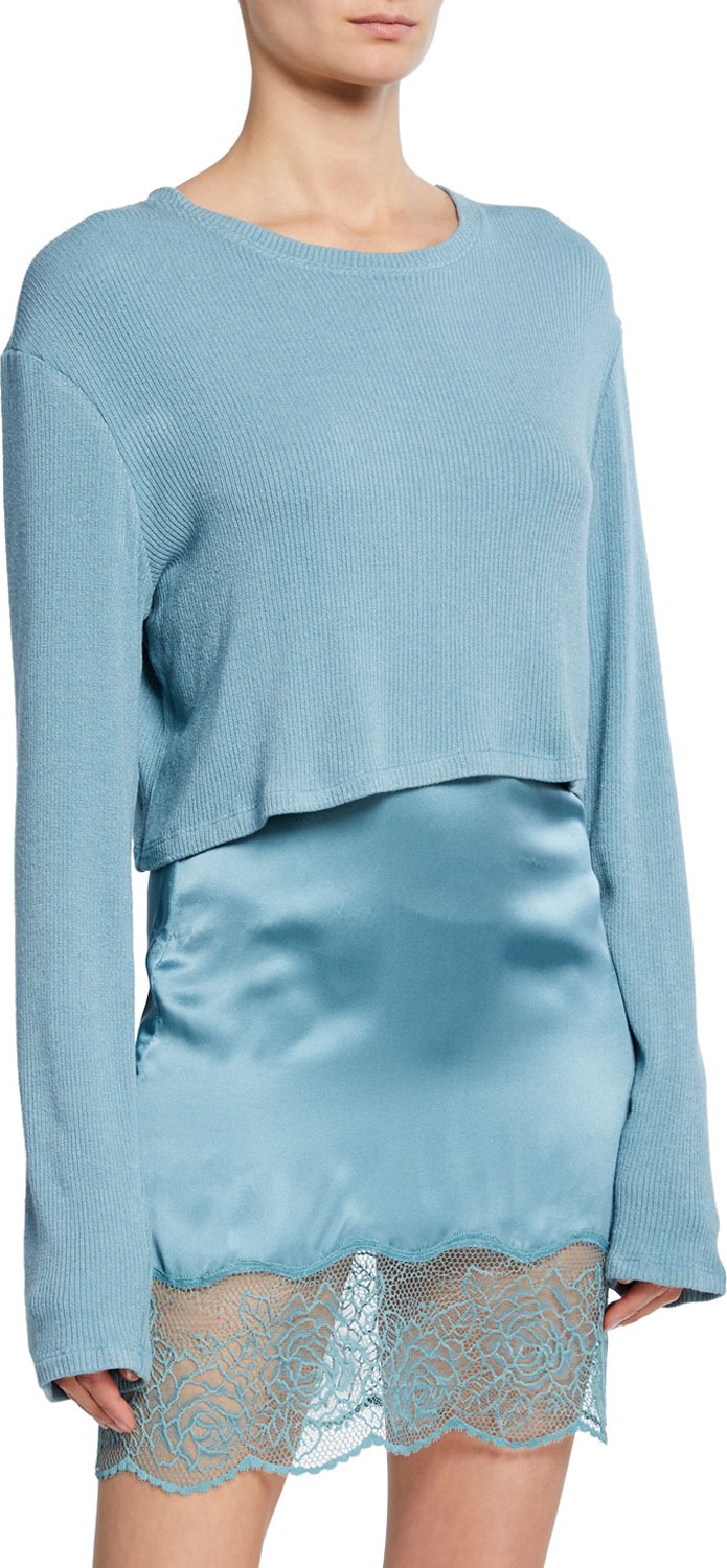 Sablyn Serafina Long-Sleeve Crop Rib Top