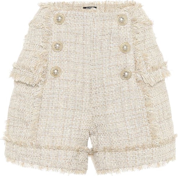 Balmain Tweed high-rise shorts