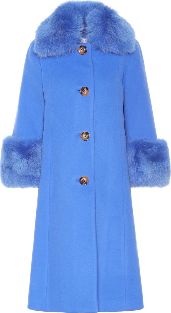 Saks Potts Yvonne fur-trimmed wool coat