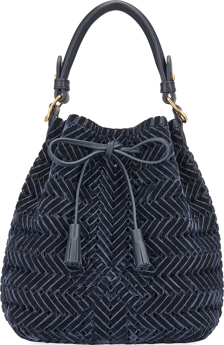 Anya Hindmarch The Neeson Small Velvet Ribbon Drawstring Bucket Bag