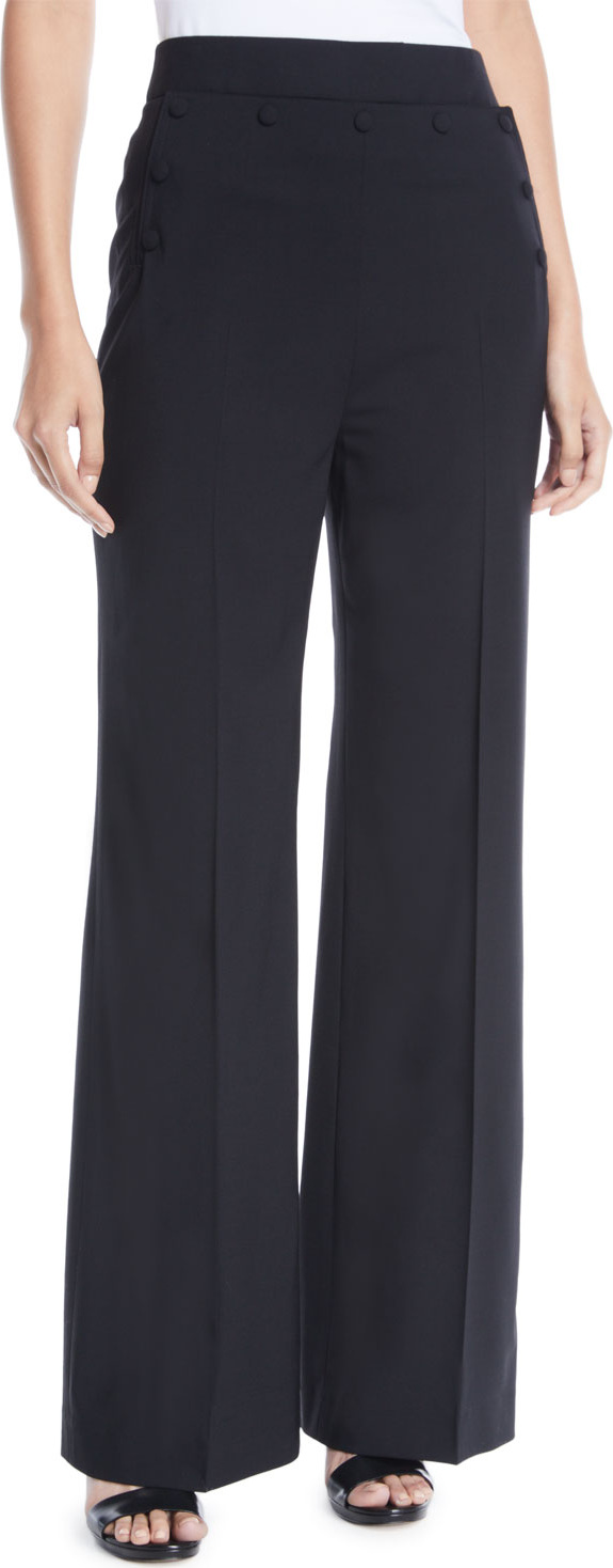 Tory Burch Wide-Leg Tropical Wool Pants