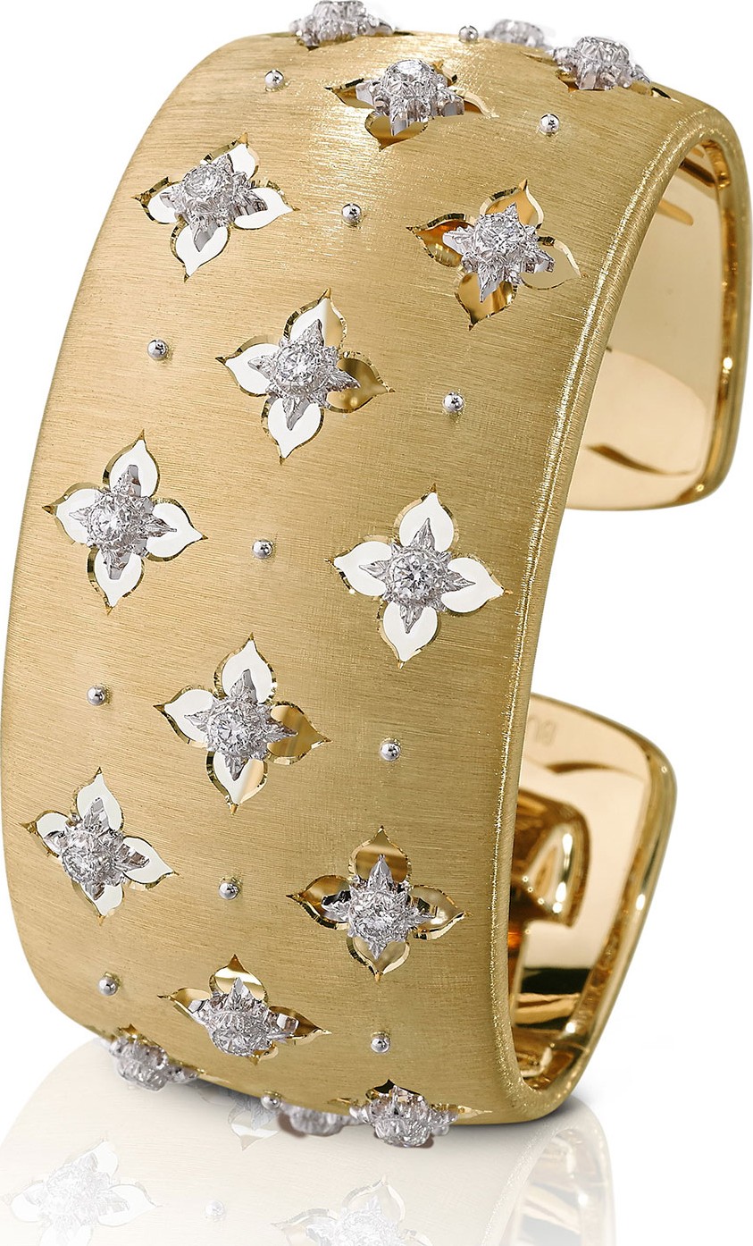 Buccellati Macri Giglio 18k Yellow Gold Diamond Cuff, 3cm