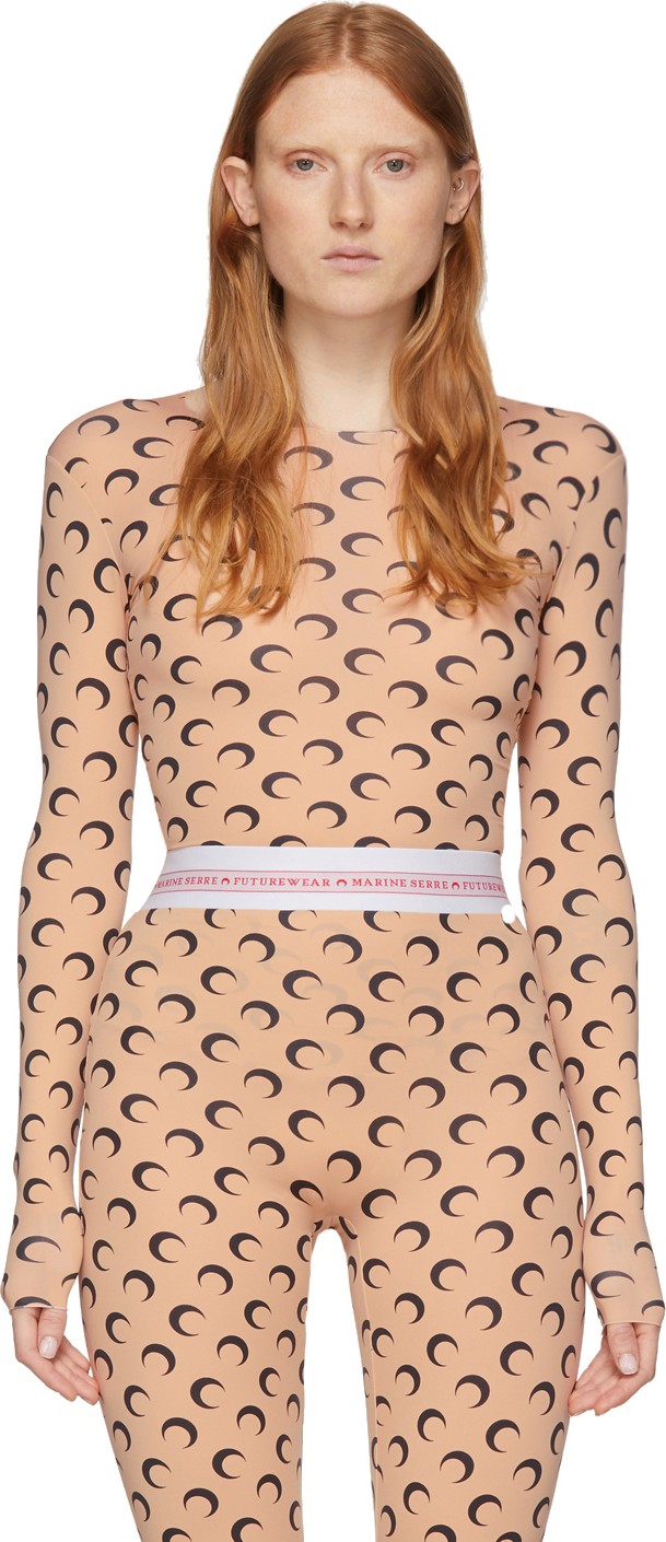 Marine Serre Tan All Over Moon Long Sleeve T-Shirt