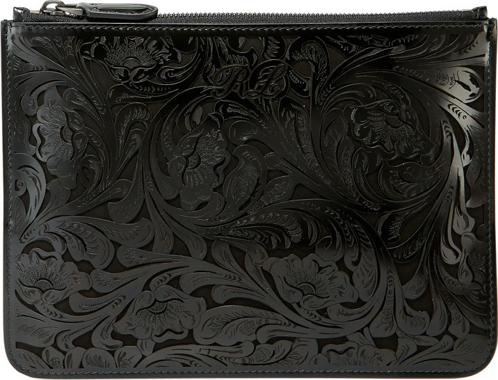 Ralph Lauren Laser Tooled Zip Pouch Clutch Bag