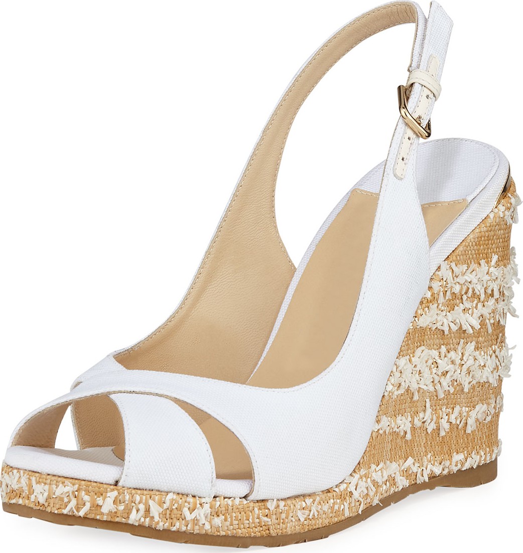 Jimmy Choo Amely Canvas Platform Wedge Sandals