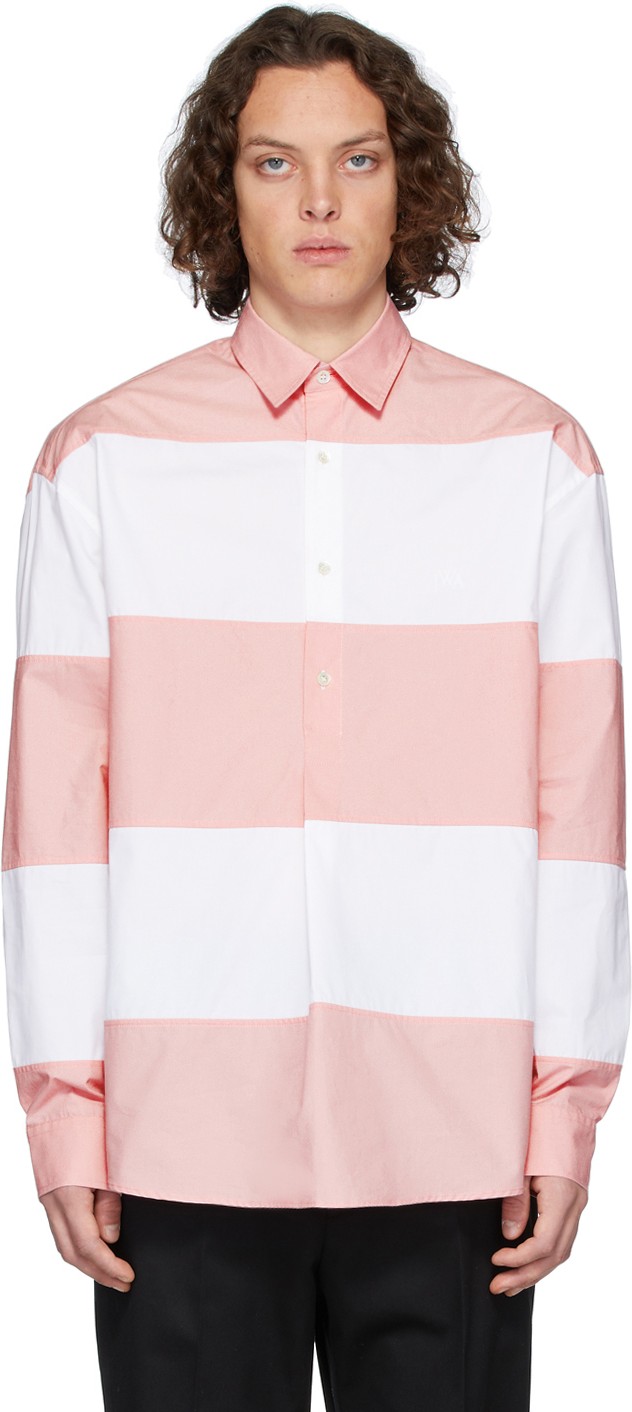 J.W.Anderson White & Pink Oversized Panelled Shirt