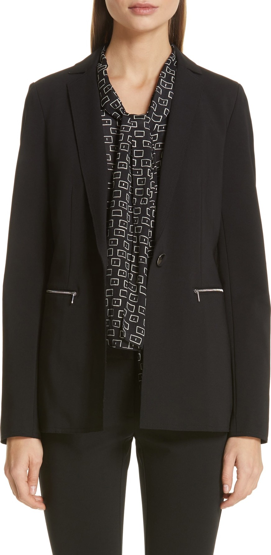 Lafayette 148 New York Samson Zip Pocket Blazer