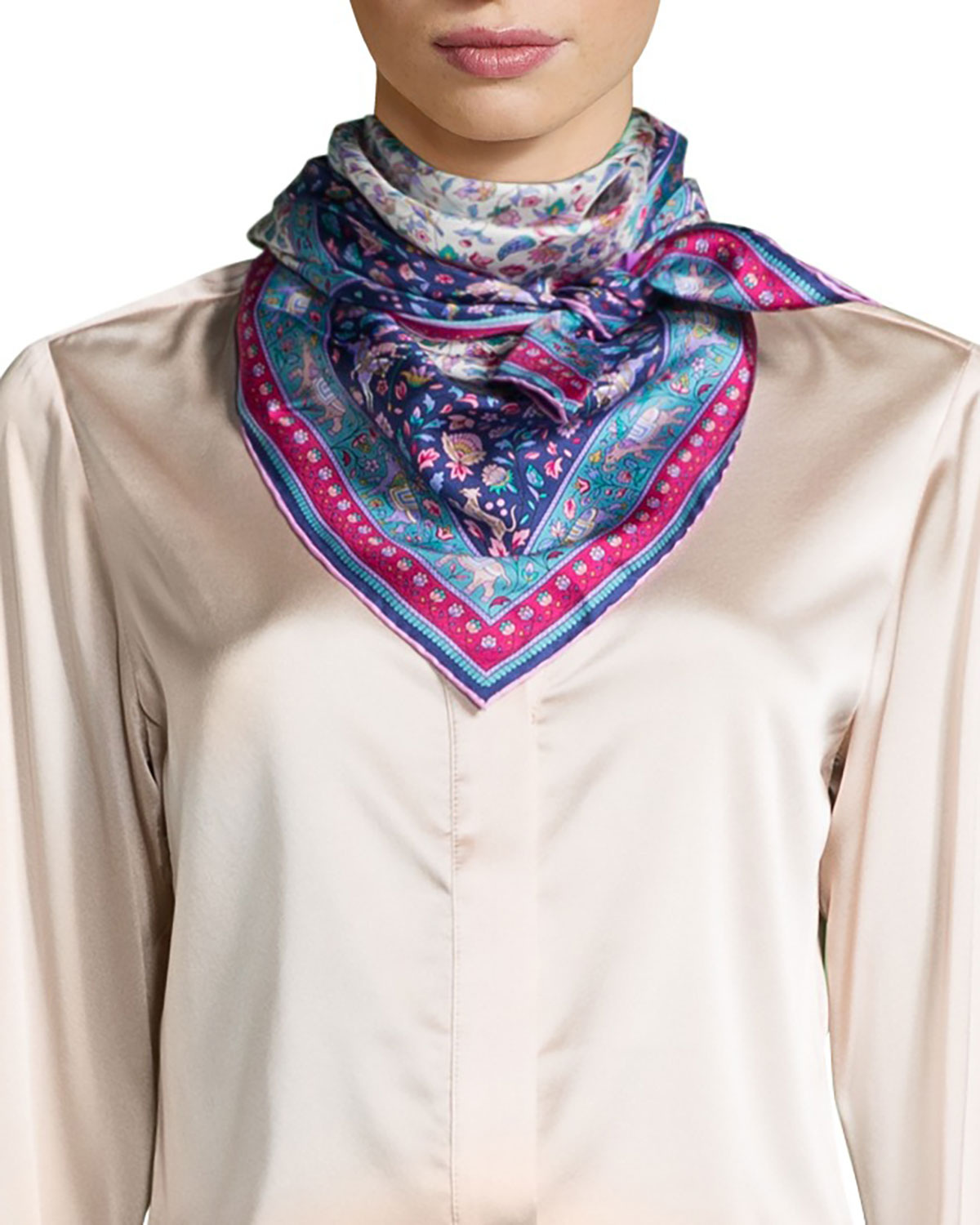 Liberty London Imran Framed Floral Silk Scarf