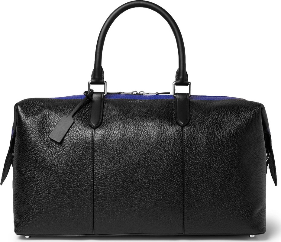 Smythson Burlington Striped Full-Grain Leather Holdall