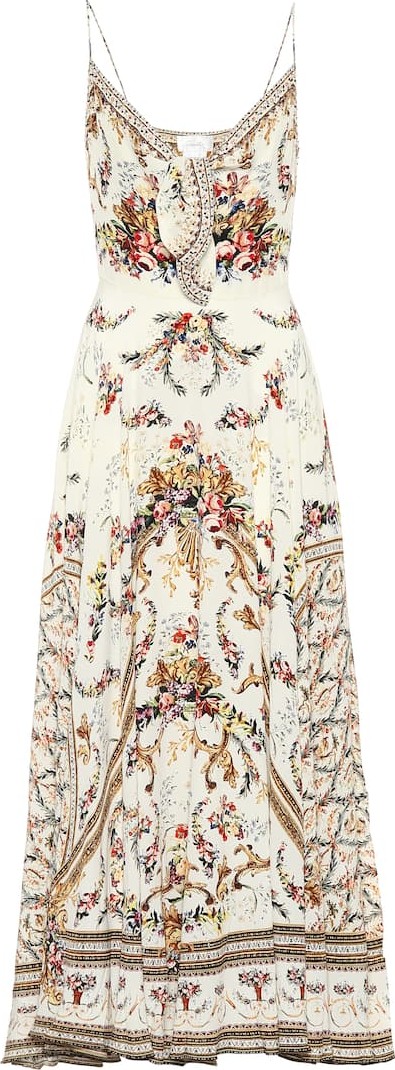 Camilla Embellished printed silk dress