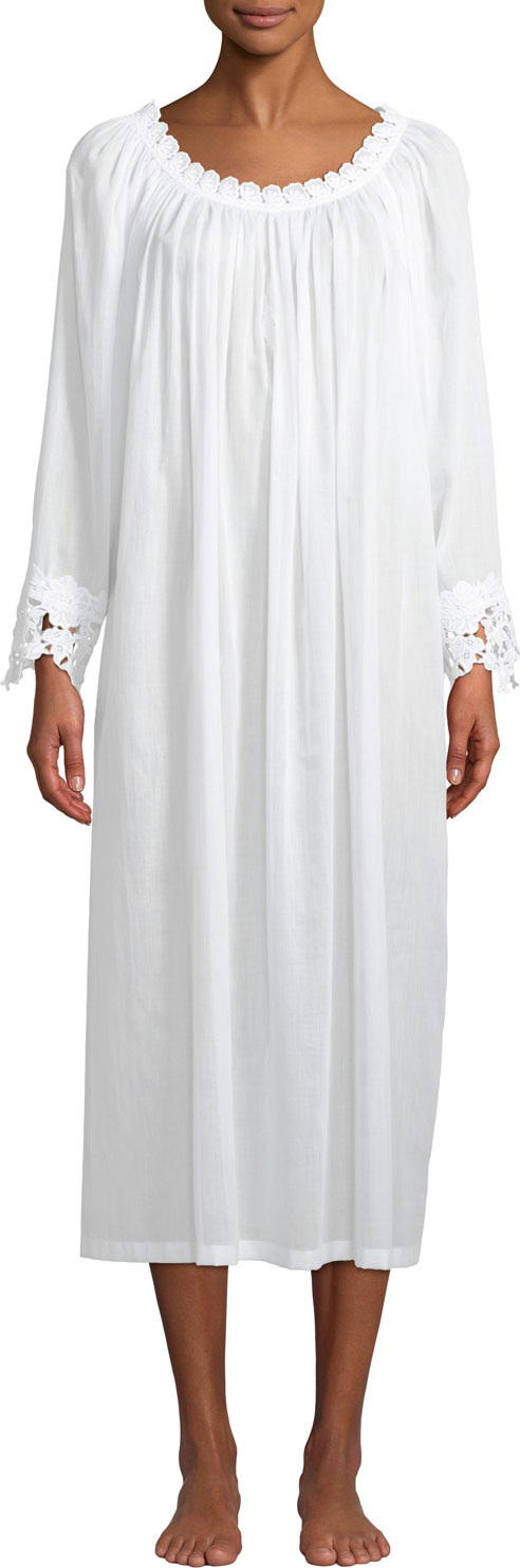 Celestine Princesa Floral-Applique Long-Sleeve Nightgown