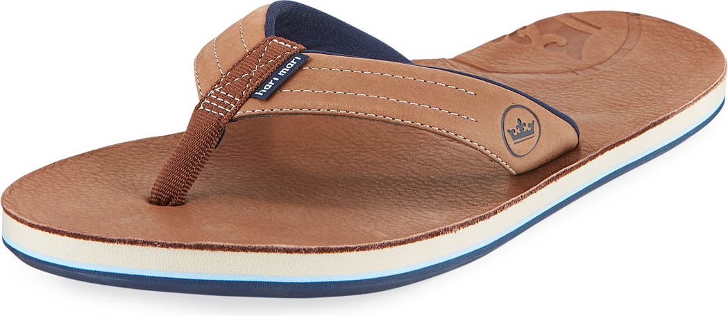 Hari Mari x Peter Millar Men's Leather Thong Sandals, Chocolate