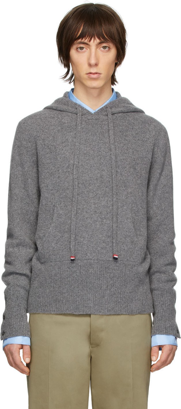 Thom Browne Grey Cashmere Over-Washed Hoodie