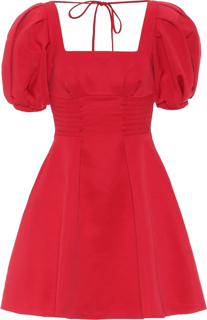 Self Portrait Puff-sleeved ottoman minidress