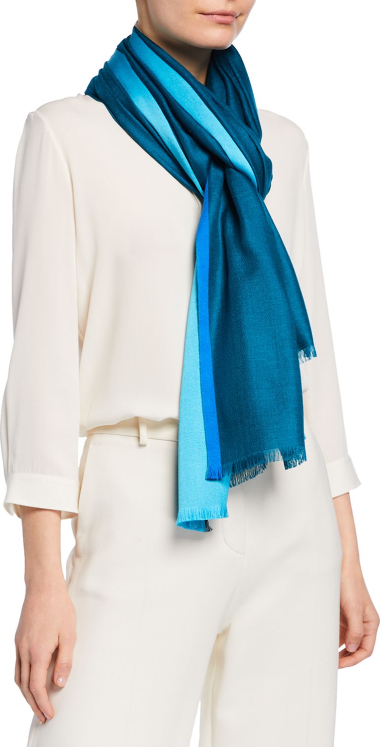 Loro Piana Colorblock Fringe Stole