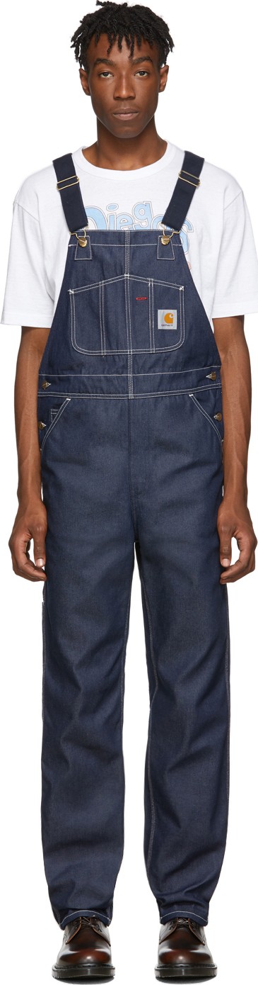 Carhartt Work In Progress Blue Rigid Denim Bib Overalls