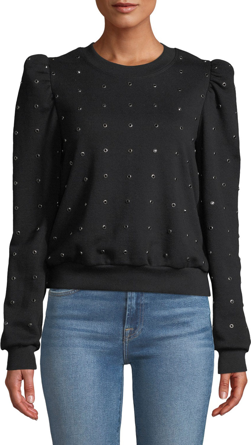 A.L.C. Azalia Embellished Puff-Sleeve Sweatshirt
