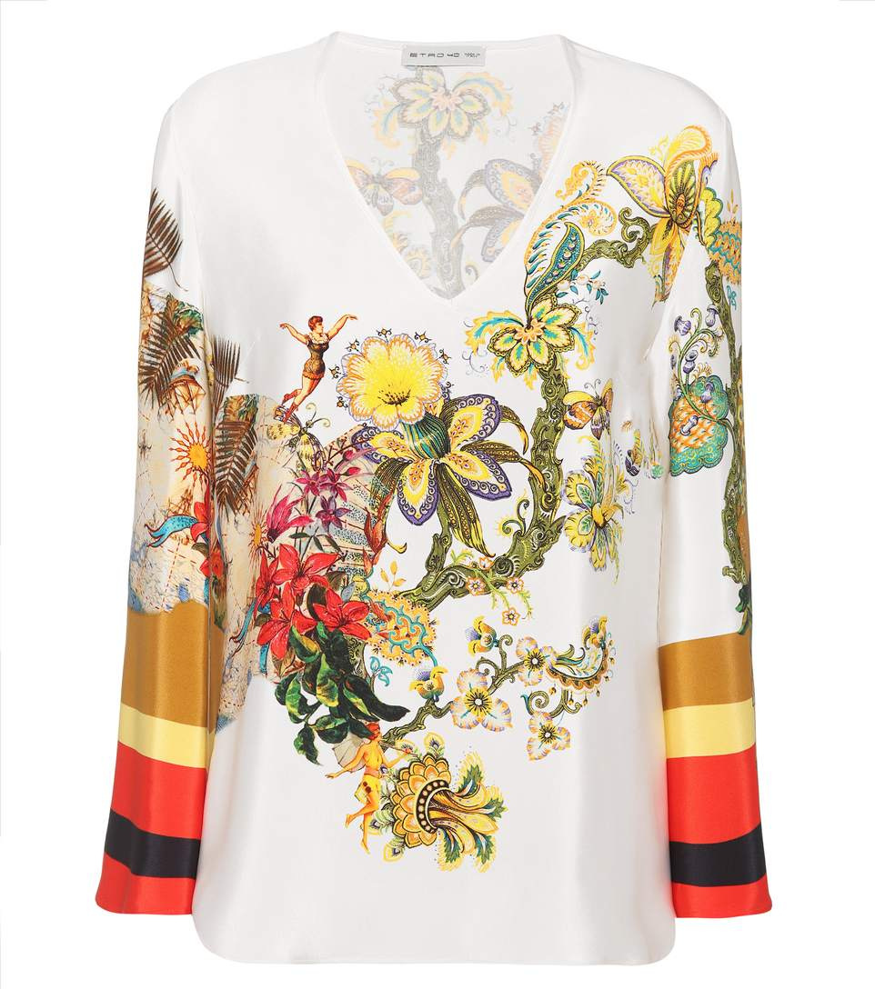 Etro Printed silk-blend top