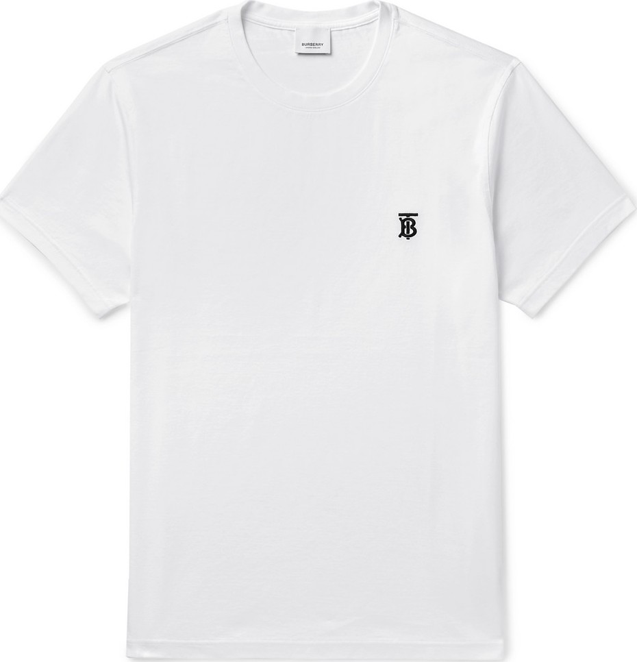 Burberry London England Logo-Embroidered Cotton-Jersey T-Shirt