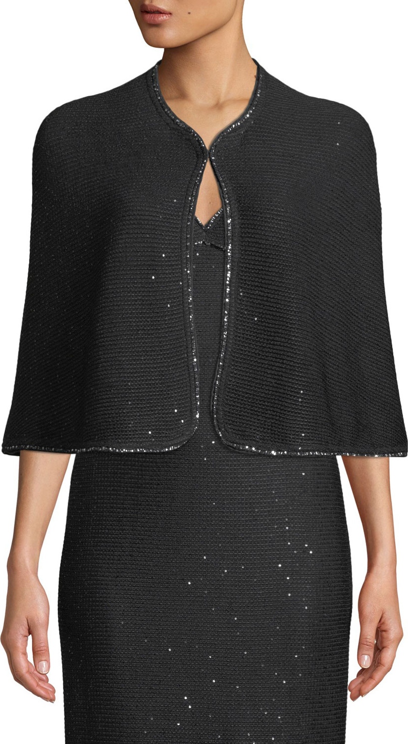 St. John Sheer Links Sequin Knit Short Cape