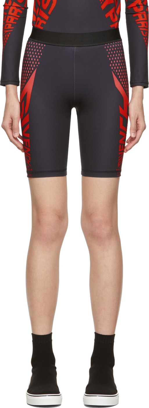 Givenchy Black & Red Neoprene Bike Shorts