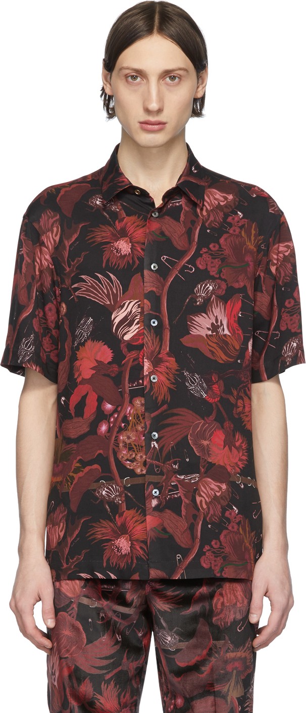 Paul Smith Red & Black Floral Goliath Short Sleeve Shirt