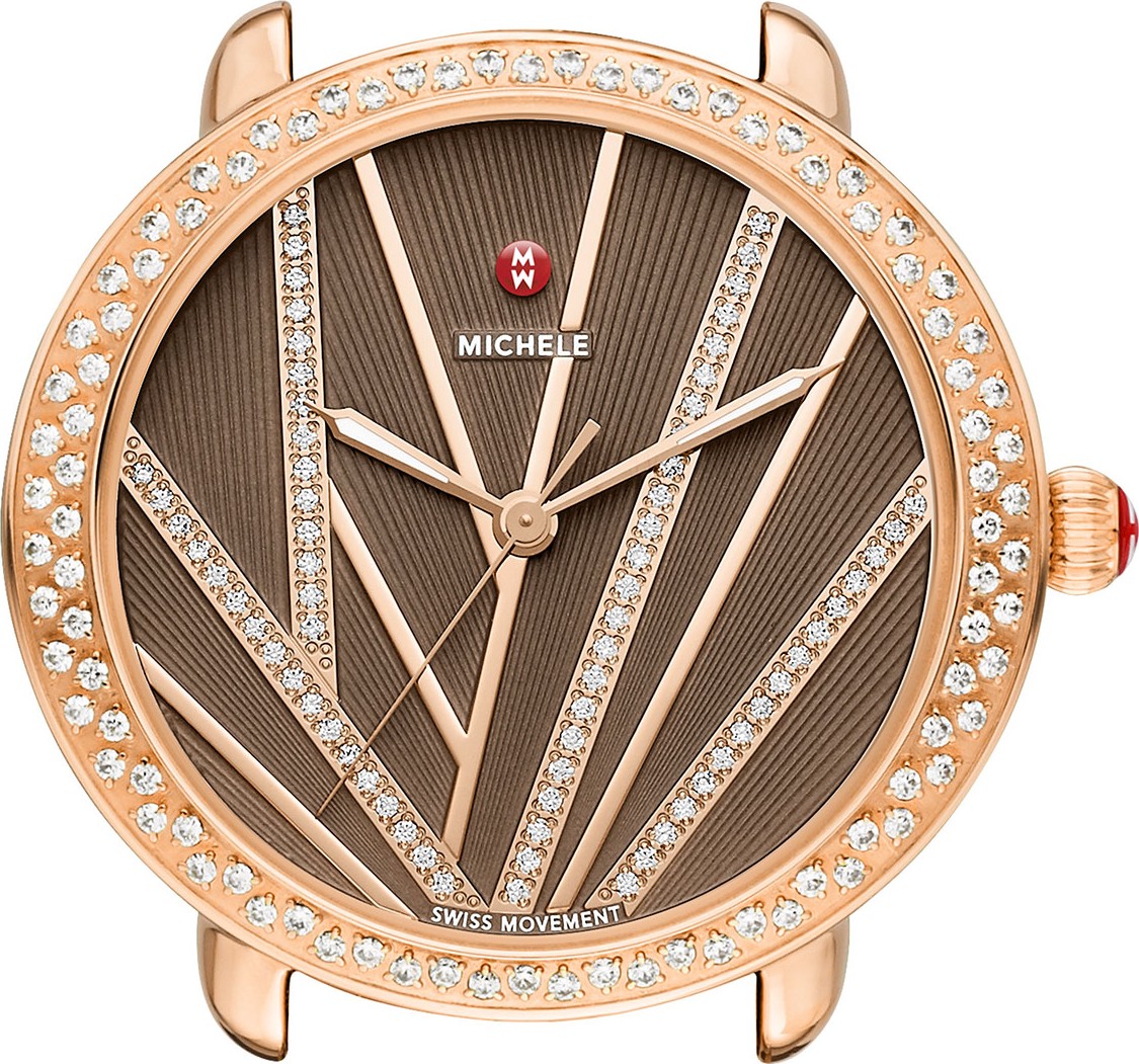 MICHELE 16mm Serein Mid City Lights Diamond Rose Gold Watch Head, Diamond Dial