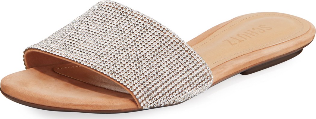 Schutz Queren Embellished Flat Slide Sandals