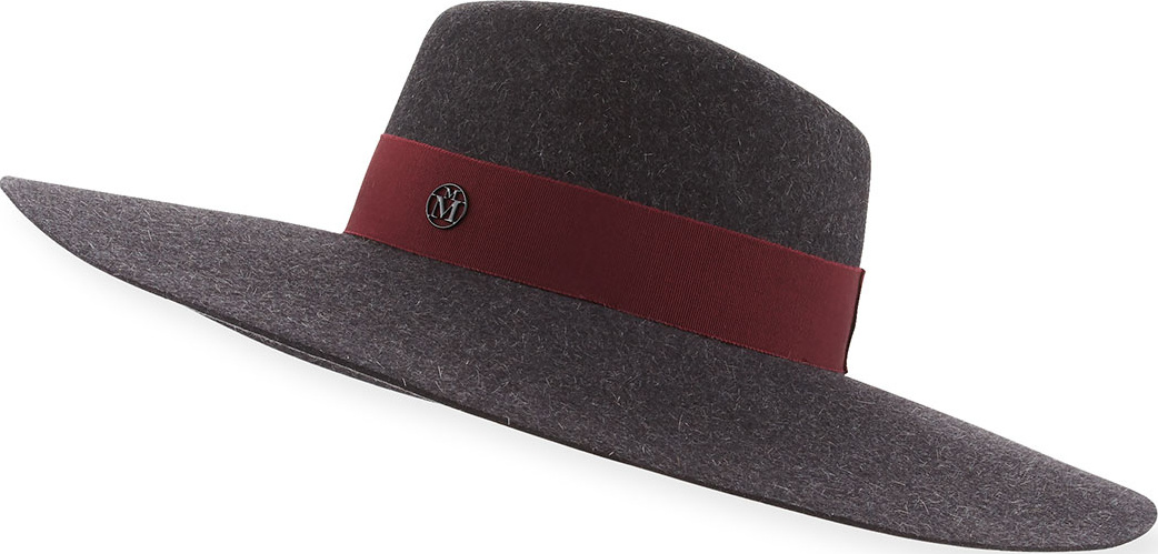 Maison Michel Fara Classic Felt Hat, Charcoal