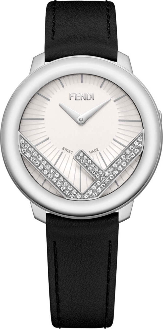 Fendi 36mm Run Away Watch w/ Diamonds, Black/White