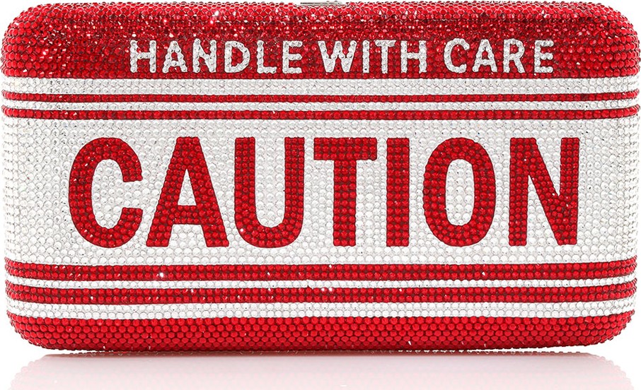 Judith Leiber Crystal Fragile Caution Clutch Bag Judith Leiber Crystal Fragile Caution Clutch Bag