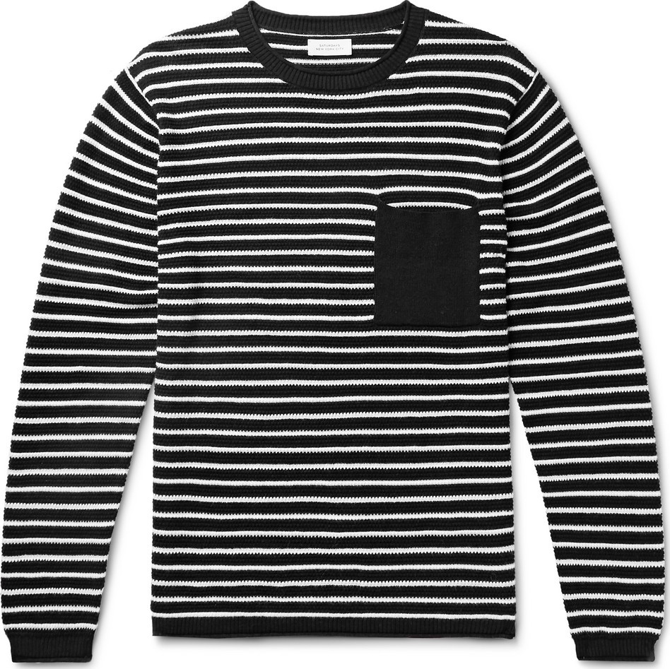 SATURDAYS NYC Striped Cotton and Cashmere-Blend Sweater