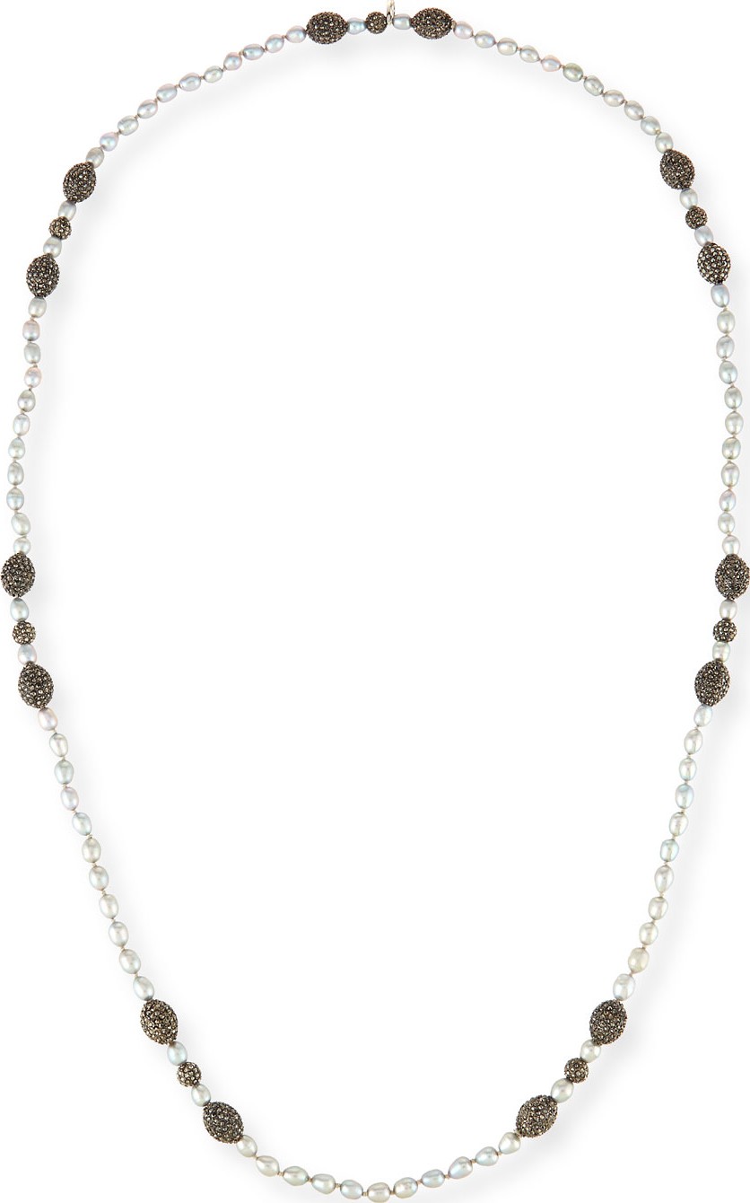 Hipchik Couture Remi Seed Pearl Necklace, Gray